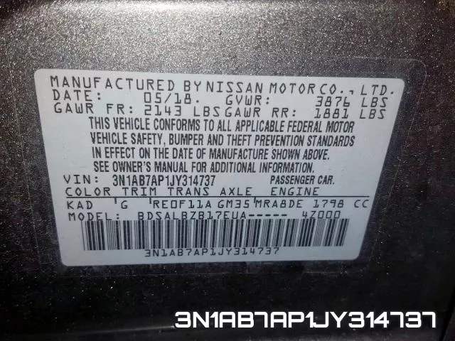 3N1AB7AP1JY314737 фото 2