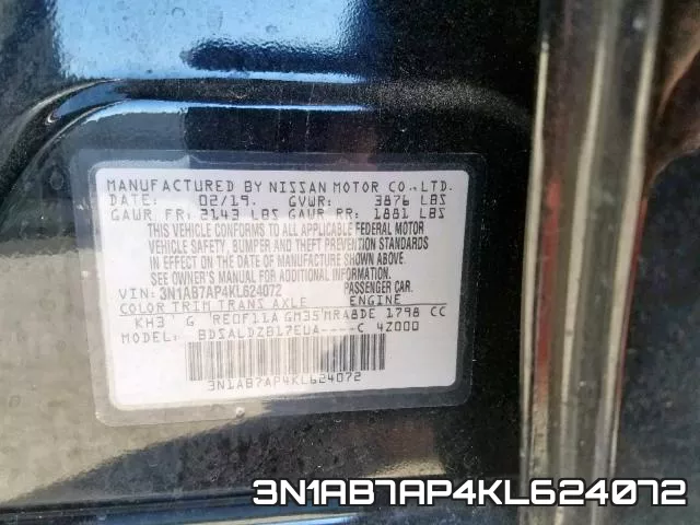 3N1AB7AP4KL624072 фото 2