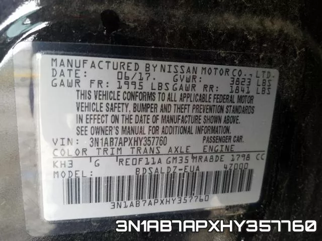 3N1AB7APXHY357760 фото 2