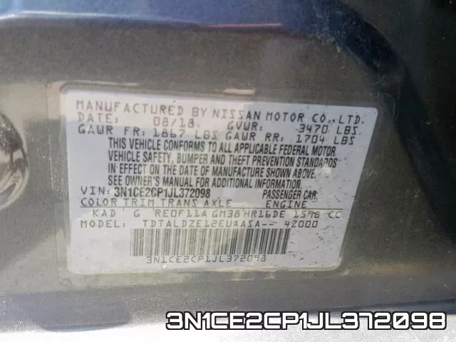3N1CE2CP1JL372098 фото 2