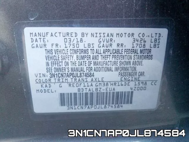 3N1CN7AP0JL874584 фото 2