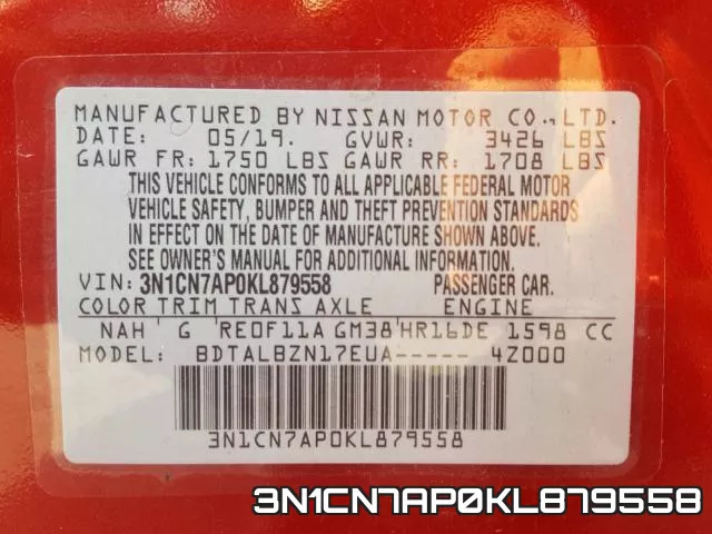 3N1CN7AP0KL879558 фото 2