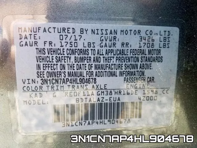 3N1CN7AP4HL904678 фото 2
