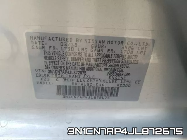 3N1CN7AP4JL872675 фото 2