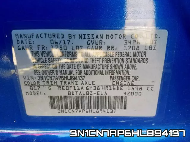 3N1CN7AP6HL894137 фото 2