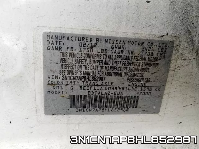 3N1CN7AP8HL852987 фото 2