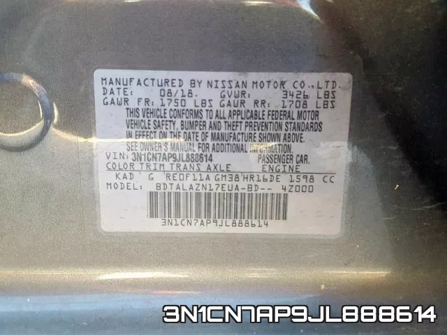 3N1CN7AP9JL888614 фото 2