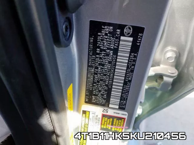 4T1B11HK5KU210456 фото 2