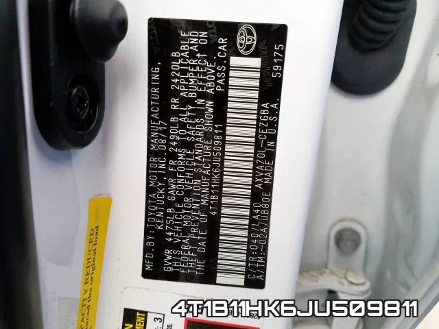 4T1B11HK6JU509811 фото 2