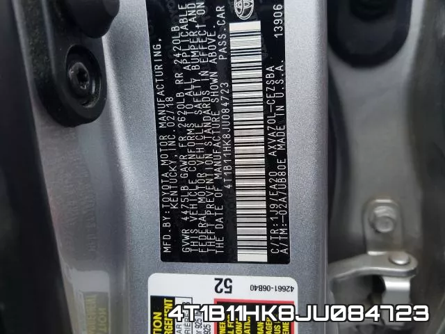 4T1B11HK8JU084723 фото 2