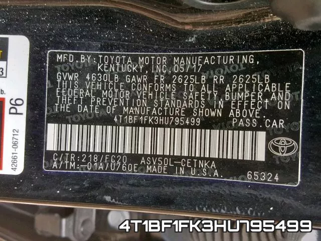 4T1BF1FK3HU795499 фото 2