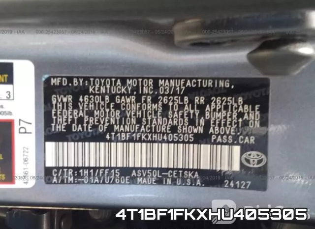 4T1BF1FKXHU405305 фото 10
