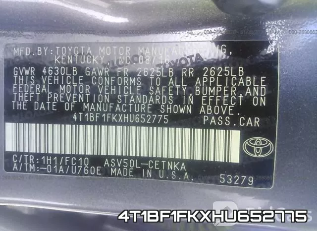 4T1BF1FKXHU652775 фото 10