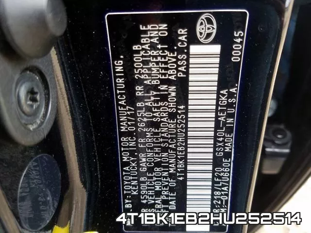 4T1BK1EB2HU252514 фото 2