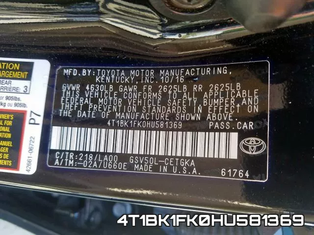 4T1BK1FK0HU581369 фото 2