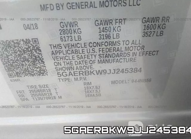 5GAERBKW9JJ245384 фото 10