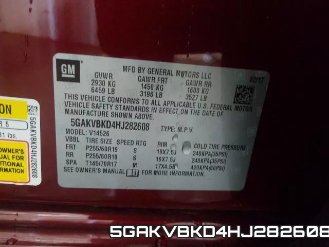 5GAKVBKD4HJ282608 фото 2