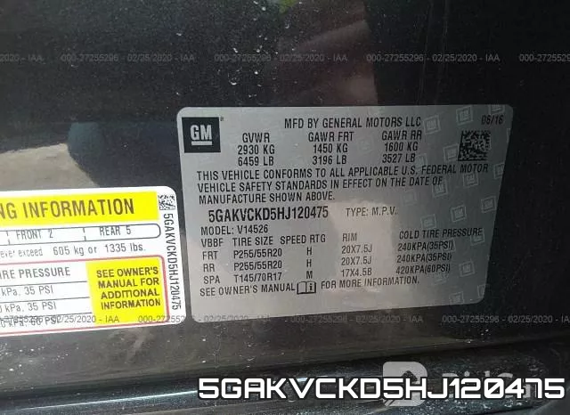 5GAKVCKD5HJ120475 фото 10