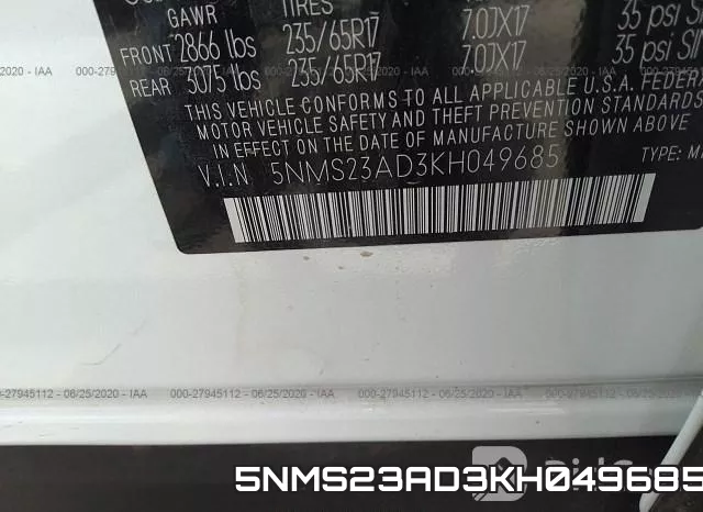 5NMS23AD3KH049685 фото 10