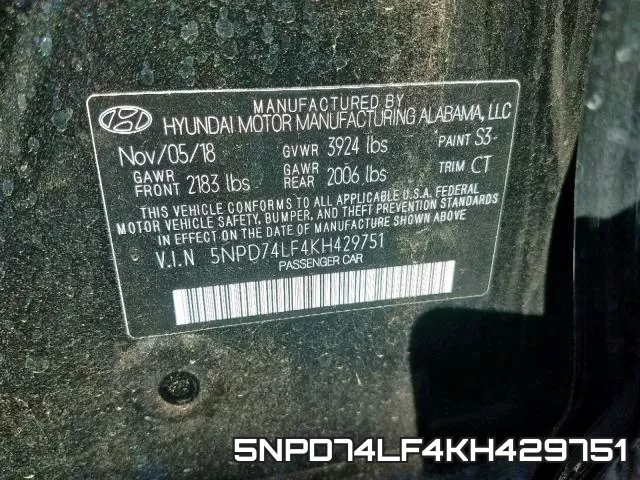 5NPD74LF4KH429751 фото 2