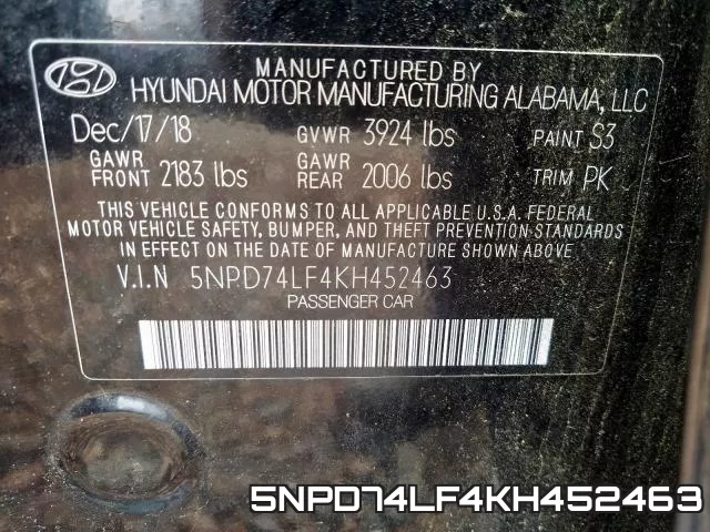 5NPD74LF4KH452463 фото 2
