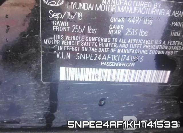 5NPE24AF1KH741533 фото 10