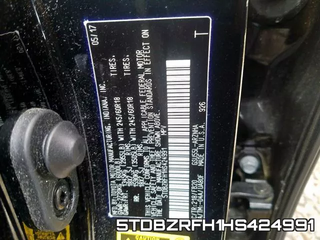 5TDBZRFH1HS424991 фото 2