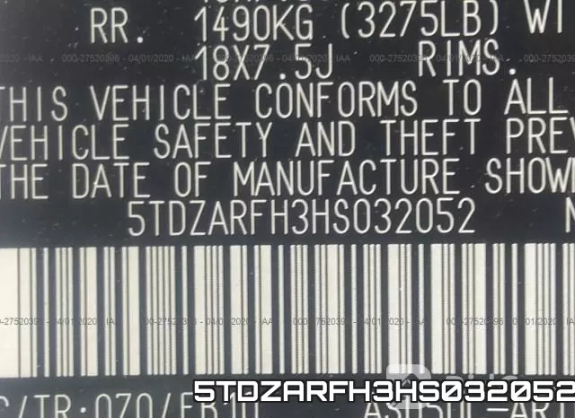 5TDZARFH3HS032052 фото 10