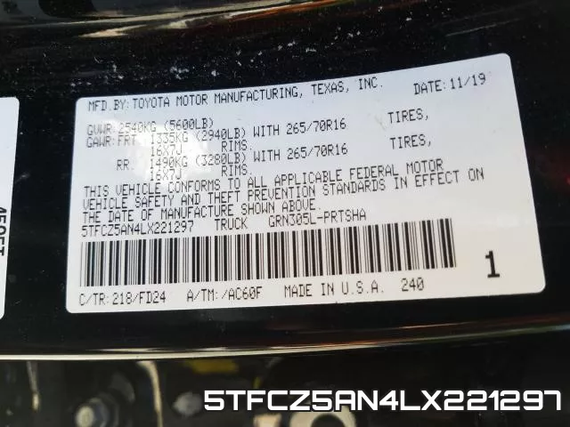 5TFCZ5AN4LX221297 фото 2