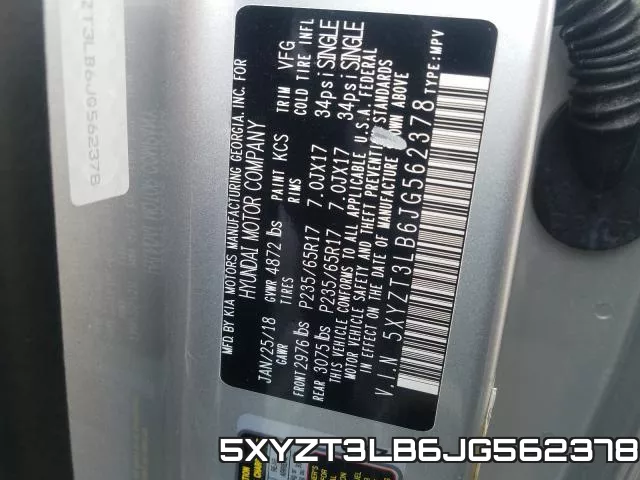 5XYZT3LB6JG562378 фото 2