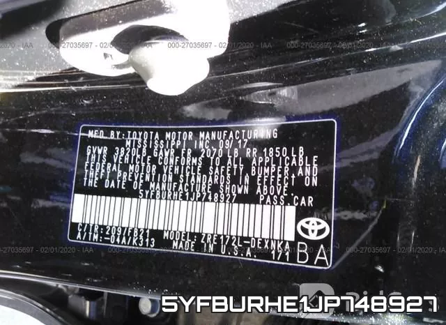 5YFBURHE1JP748927 фото 10