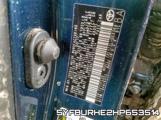 5YFBURHE2HP653514 фото 2
