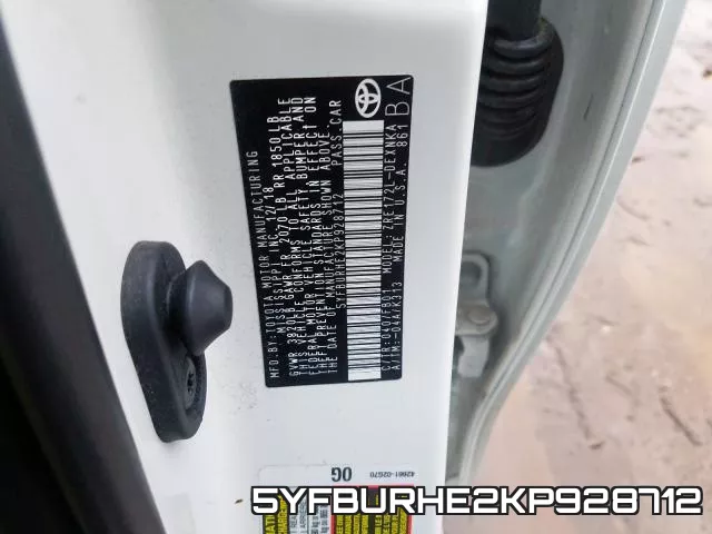 5YFBURHE2KP928712 фото 2