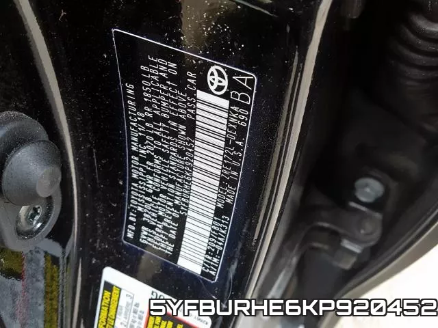 5YFBURHE6KP920452 фото 2