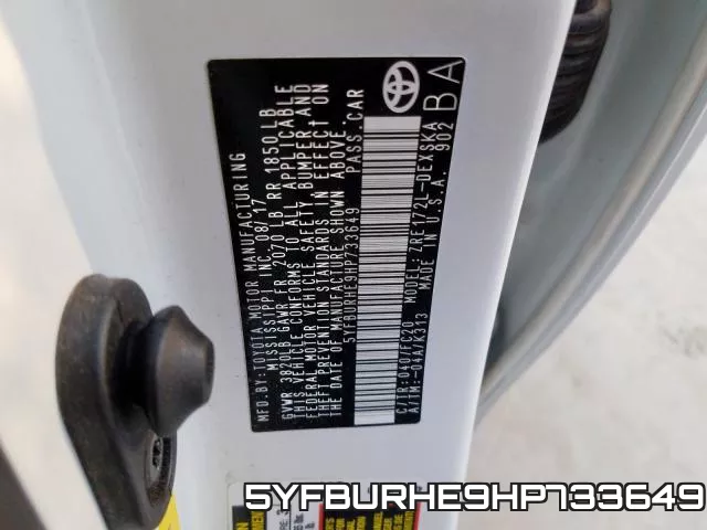 5YFBURHE9HP733649 фото 2
