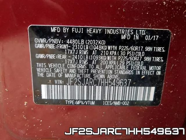 JF2SJARC7HH549637 фото 2