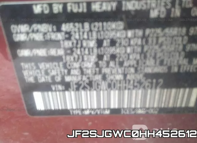 JF2SJGWC0HH452612 фото 10