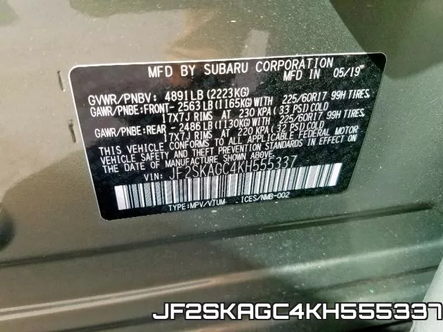 JF2SKAGC4KH555337 фото 2