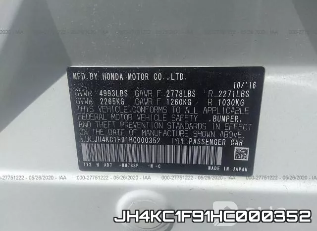 JH4KC1F91HC000352 фото 10