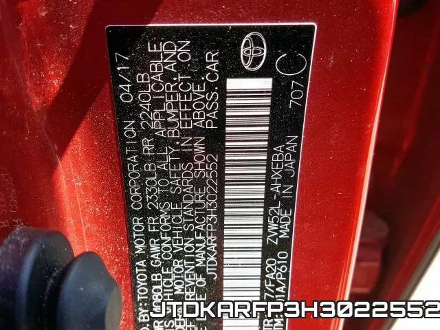 JTDKARFP3H3022552 фото 2