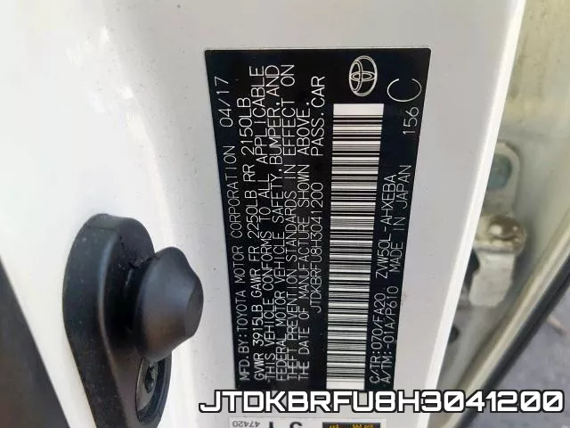 JTDKBRFU8H3041200 фото 2