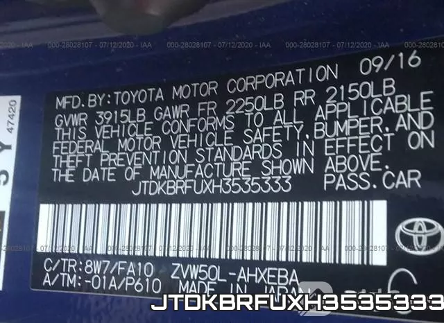 JTDKBRFUXH3535333 фото 10