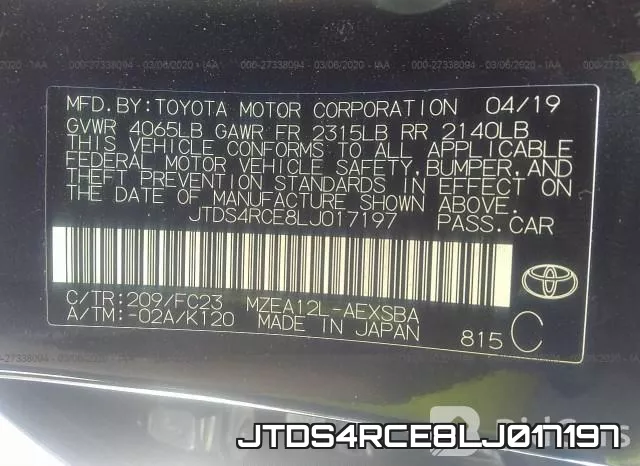 JTDS4RCE8LJ017197 фото 10