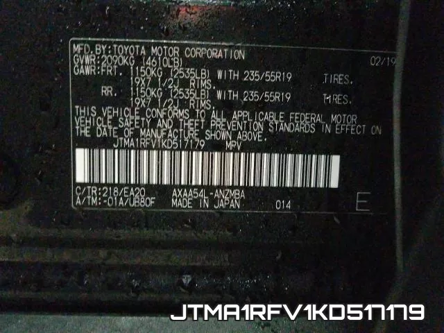 JTMA1RFV1KD517179 фото 2