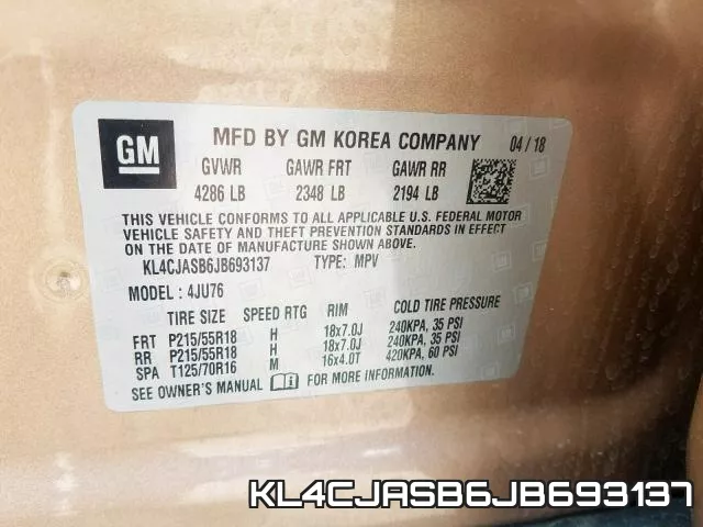 KL4CJASB6JB693137 фото 2