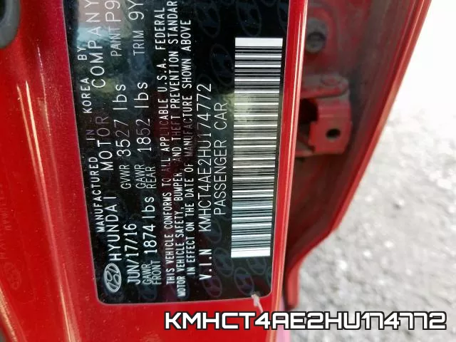 KMHCT4AE2HU174772 фото 2