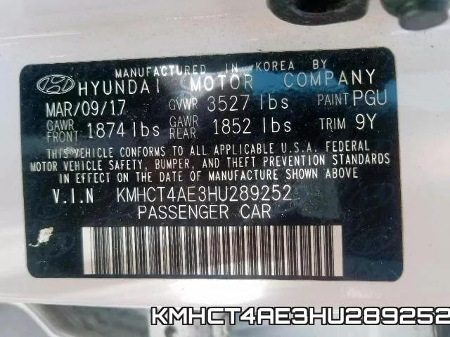 KMHCT4AE3HU289252 фото 2