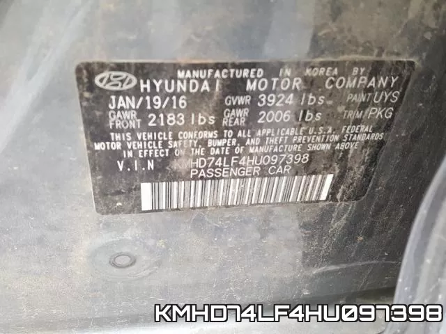 KMHD74LF4HU097398 фото 2