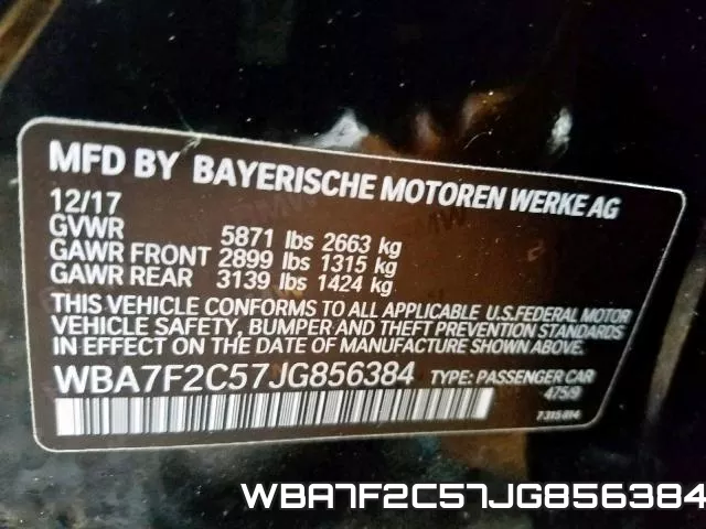 WBA7F2C57JG856384 фото 2