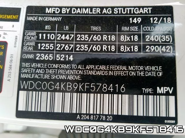 WDC0G4KB9KF578416 фото 2